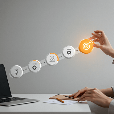 brand consistency, the 5 phase digital blueprint An abstract, minimalist digital blueprint graphic illustrating a five-phase process.